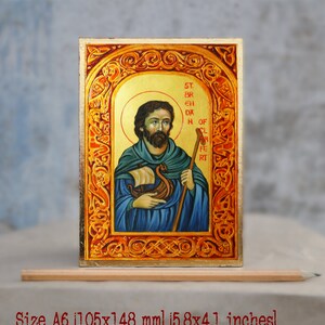 Icono ortodoxo de San Brendan el Navegante [105x148mm] 5.8x4.1 pulgadas