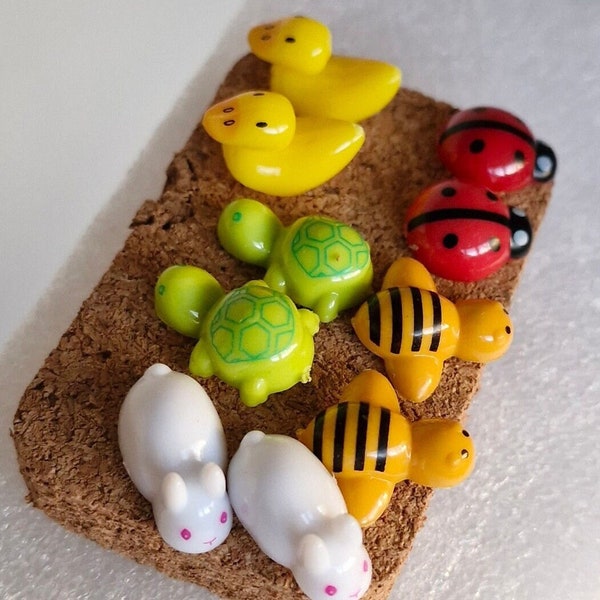 Acrylic Ladybird Honey Bee Rabbit Turtle Duck Shaped Novelty Push Pins Thumb tacks drawing pins notice cork felt office home memo boards