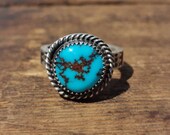 Natural Egyptian Turquoise Sterling Stacking Ring size 5.75 US One of a Kind
