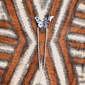 Sterling Silber Schmetterling Haarnadel: Zierliche französische Haarforke, 7,5 cm