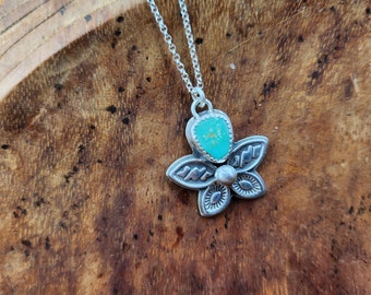 Sterling Silver & Royston Turquoise  Butterfly Necklace