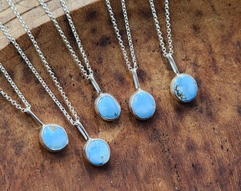 Handmade Sterling Silver Golden Hills Turquoise Necklace - 16&quot; Rolo Chain