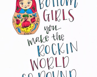 Fat Bottom Girls Illustrated Art Print