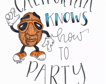 California Knows How to Party Illustrated Art Print