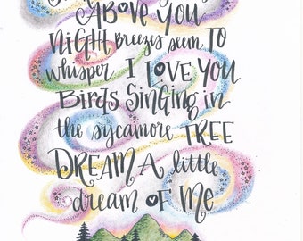 Dream a Little Dream of Me Illustrated Art Print