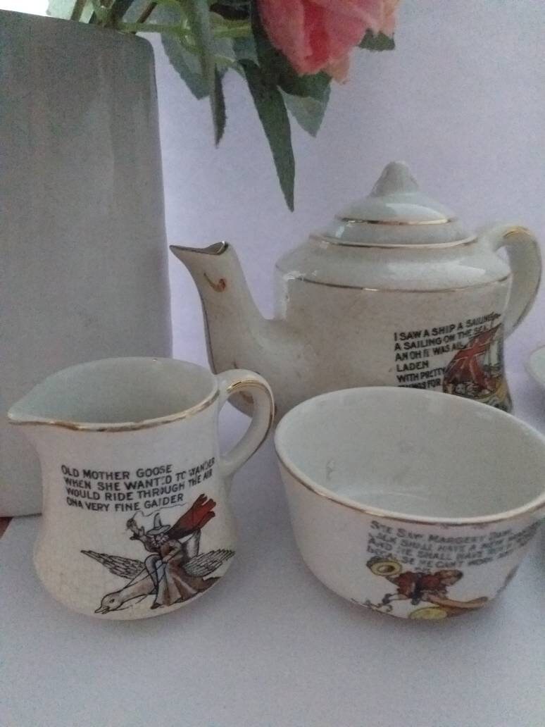 Shell Childrens Tea Set 1920/30s Vintage Nursery Rhyme Tea Set Etsy