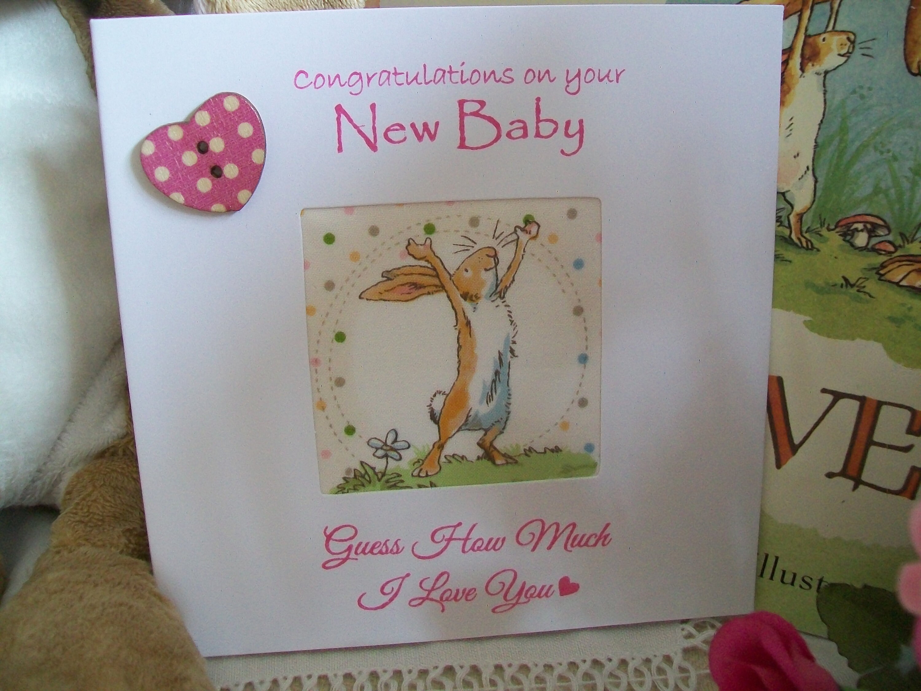 Guess How Much I Love You Fabric Birthday Card Handmade New Etsy