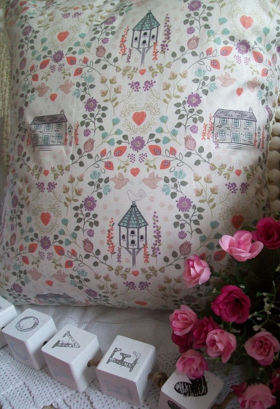 Cath Kidston Fabric Flores cubierta Cojín Decorativo Kid/'s Rosa Verde Blanco 14/"