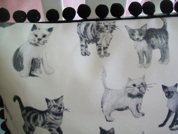New Awesome Cat Fabric Cushion Pom Pomtrim Cushion 14 Etsy