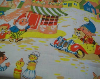 Vintage 1960s Noddy and Big Ears pair of cotton nursery children\u2019s curtains