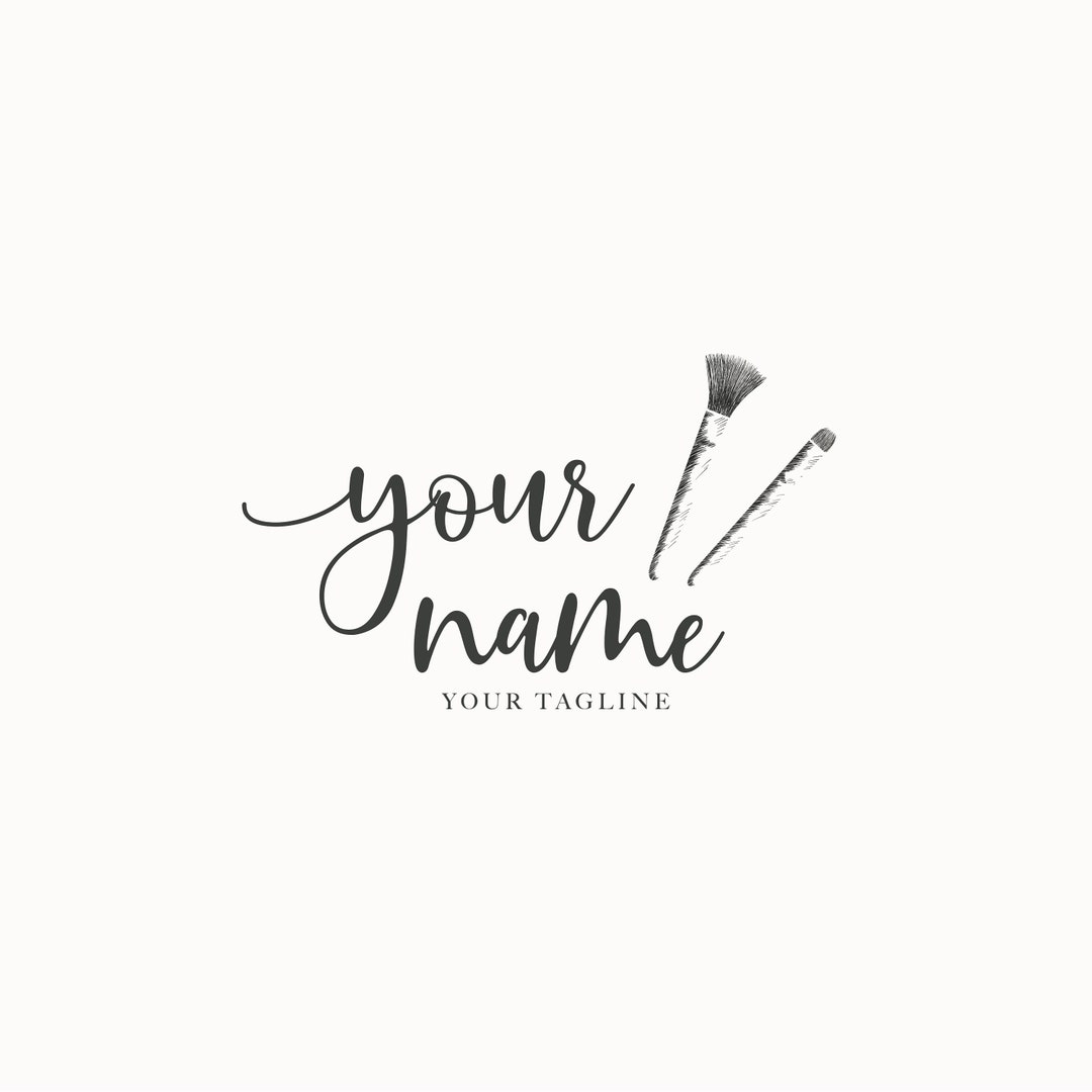 Paintbrush Makeup Brush Logo Design to Be Personalized With Etsy