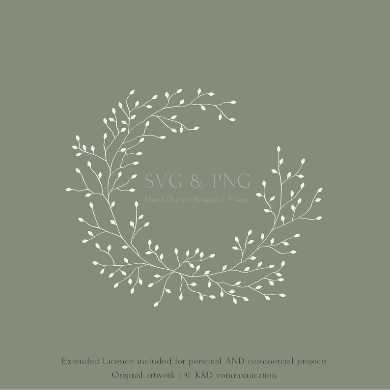 Tree Branch Wreath SVG & PNG Hand Drawn Ornament Etsy