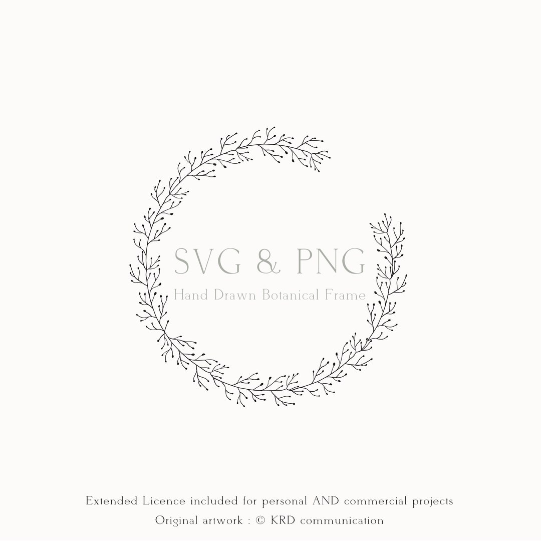 Tree Branch Wreath SVG & PNG Hand Drawn Ornament Etsy