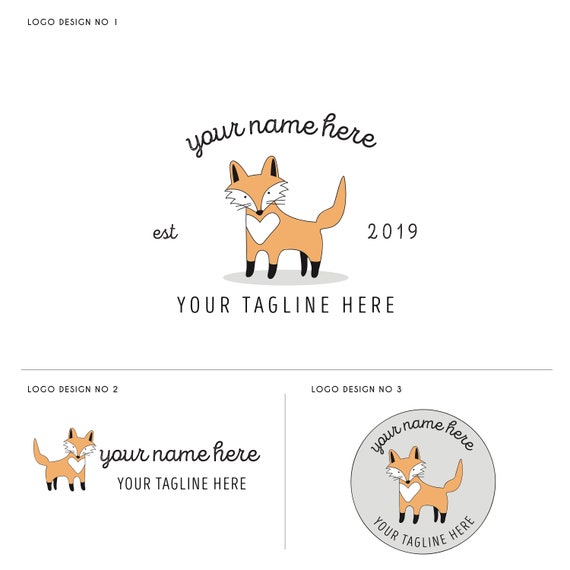 Fox Logo Design Animal Logo Design Forest Logo Design Etsy
