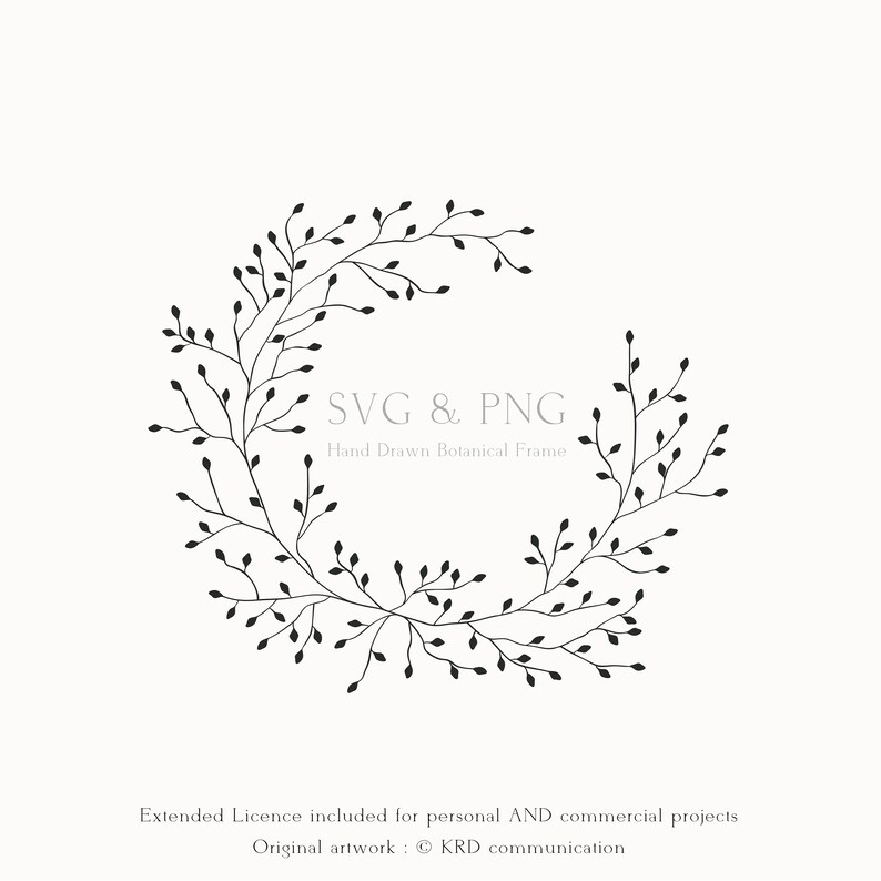 Tree Branch Wreath SVG & PNG Hand Drawn Ornament Etsy