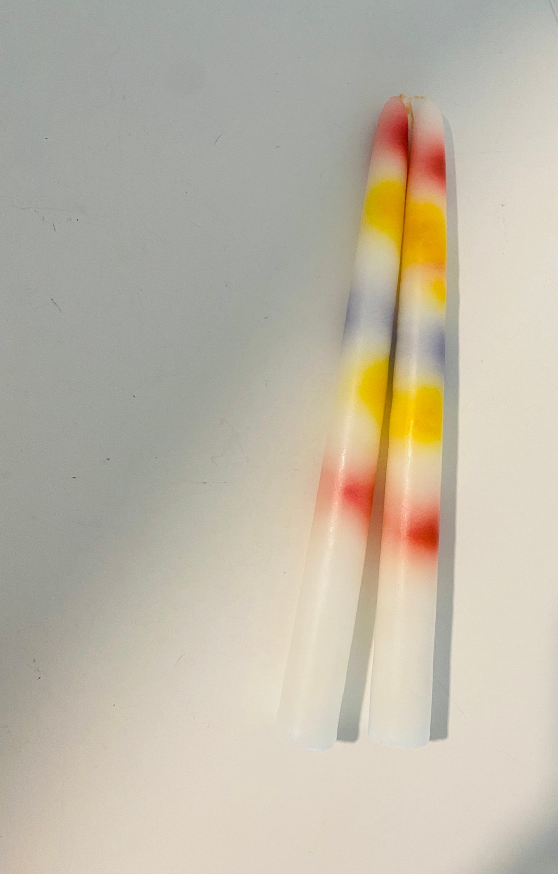 Color Drip Candles Vintage w Box White with Rainbow Color Wax Etsy