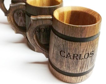 SET of 18 MUGS - Unique Handmade Wooden Beer Mug Dark Oak Wood Beer Tankard,Gift For Craft Beer Enthusiasts, Gift For Him, Groomsmen Gift