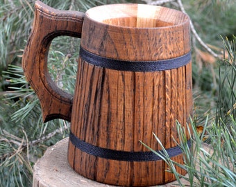 Set 4 beer mugs - Wooden Mug - Gift For Man, Groomsmen Gifts - mug 29oz