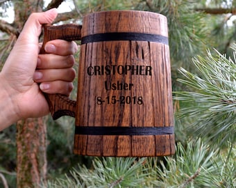 Groomsmen Gift Beer Mug Set Personalized Engraved Mugs Sale Women Best Man Bridesmaid Bachelor Party Proposal Wedding Favors 29oz Dark Brown