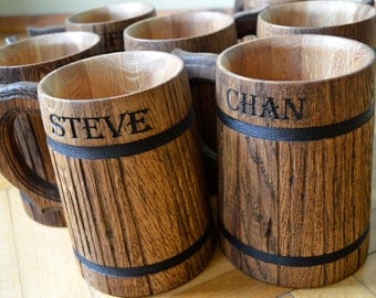 Set of 6 beer mugs with engraving for Marion