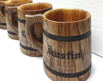 Personalized Oak Beer Mug: Gamer Groomsmen Gift, Father's Day