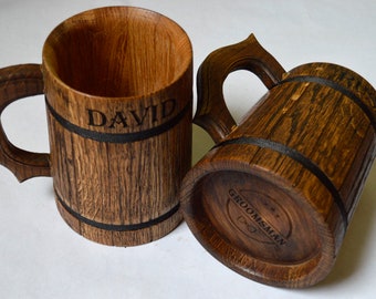 Gift for men, Oak Beer Tankard, Man Birthday Gift, Anniversary Gift For Him, Wood Beer Mug 20oz (0.6l), Tankard, Groomsmen Gift