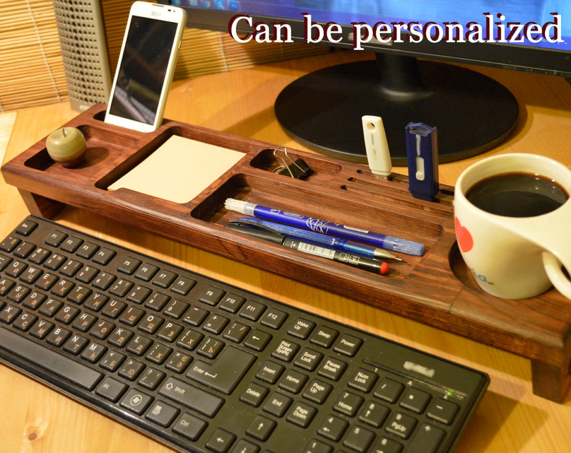 Desk Organizer Wood Organization Accessories Decor Unique Etsy