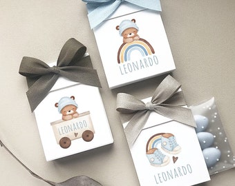 Teddy boho favors paper bags, Almonds, Candies, cookies holder for Baptism, Boy and Girl birthday favors, Twins favor gift