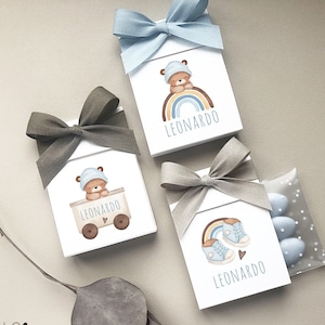 Teddy boho favors paper bags, Almonds, Candies, cookies holder for Baptism, Boy and Girl birthday favors, Twins favor gift