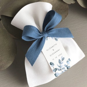 Sacs pour cadeaux bleu cendré, Sacs de remerciements de mariage personnalisés, Sacs de cadeaux en tissu, Sachets en tissu blancs, Sacs cadeaux de mariage, Bricolage, Acheter plus et économiser plus