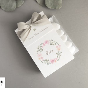 Cardstock paper almonds bags, Italian bomboniera, flowers theme favors image 1