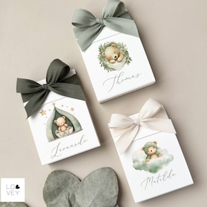 Porta confetti Battesimo fai da te, Bomboniera nascita, Bomboniera gemelli, porta caramelle, salvia chiaro, leggi la descrizione dettagliata