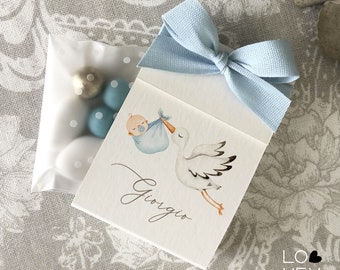 Baby shower sugared almonds holder, New born guest gifts, do it you Baptism favors