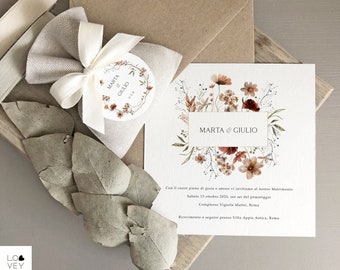 Invitation de mariage en automne, invitation florale de Bourgogne
