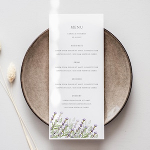 Menú de boda con flores, Menú de boda con rosas, Menú con flores de lavanda, Papel grueso de calidad italiana, Compre más y ahorre más