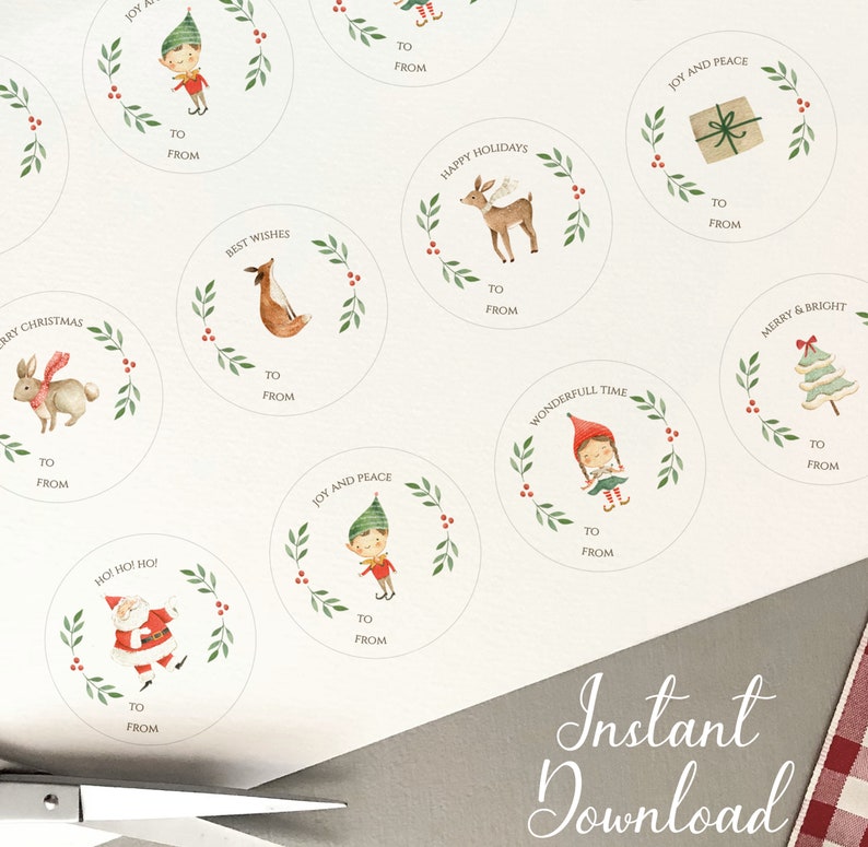 Holiday Printable Round Tags Instant Download Round Tags - Etsy