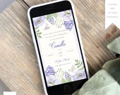 Floral First Communion Invitation: Lilac Greenery Smartphone Invite (Digital)