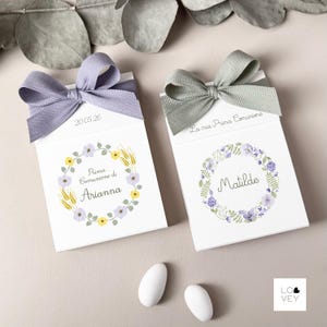 Kit de recuerdo personalizado para portaconfeti: Comunión, Bautismo, Confirmación, Graduación y Boda. Recuerdo de fiesta con diseño floral y mariposa.