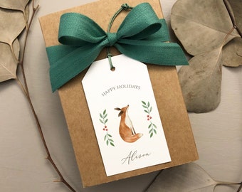 Personalized Christmas Gift Tags, Holiday Present Name Labels (Set of 10)