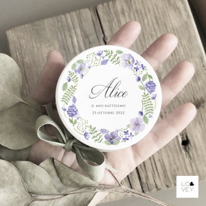 DIY round empty boxes in white cardboard personalized, with cotton ribbon, for sugared almonds, candies or small items