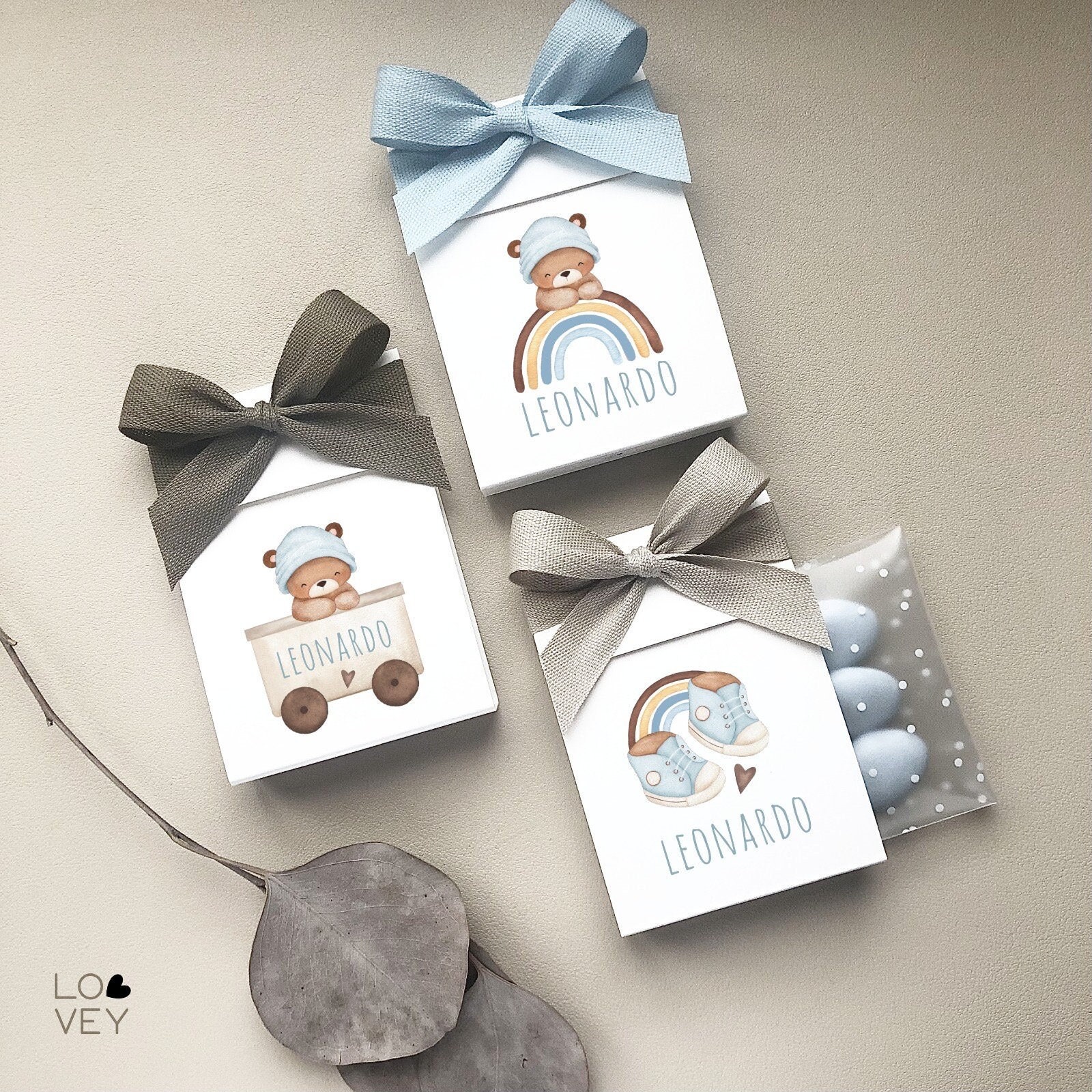 Teddy Boho Papiertüten, Mandeln, Bonbons, Kekshalter für die Taufe, Geburtstagsgeschenke für Jungen und Mädchen, Zwillinge als Geschenk