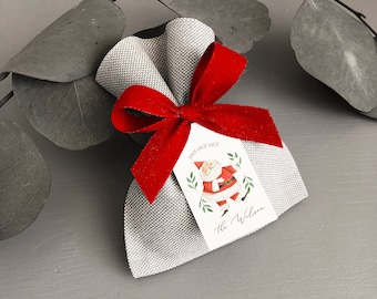 Personalized Santa Sack, Italian Cotton Christmas Favor Bag