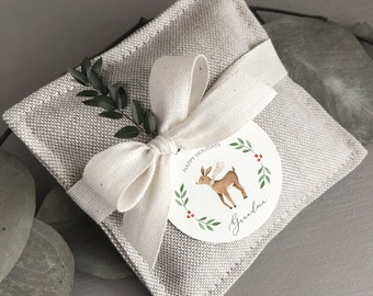 Natural Cotton Sachets With Dried Lavender, Christmas Gift, Christmas Lavender Bags, Christmas Present, Christmas Place cards, Xmas Decor