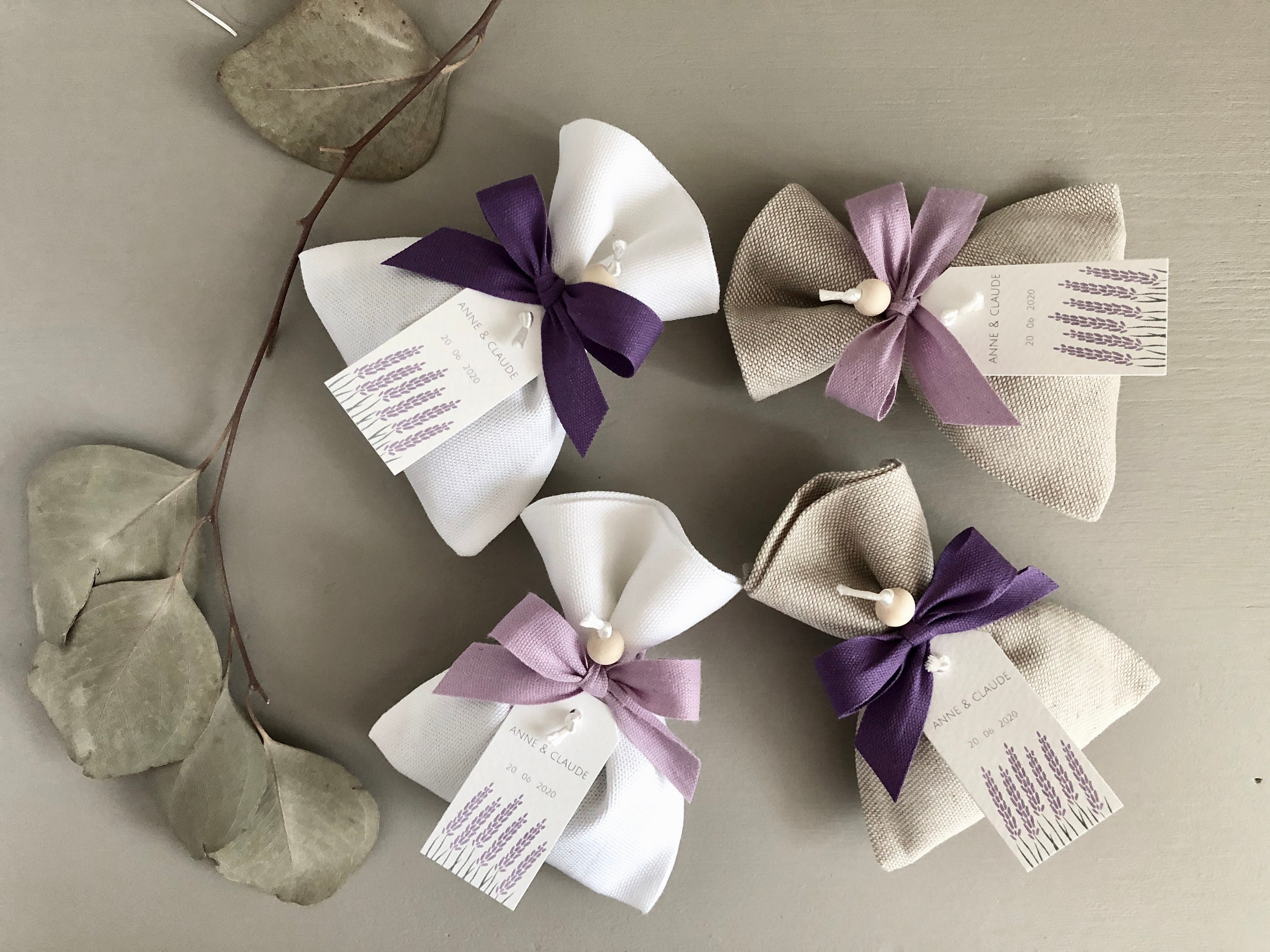 Cotton Lavender Sachets Guest Gifts, Wedding Favors, Personalized