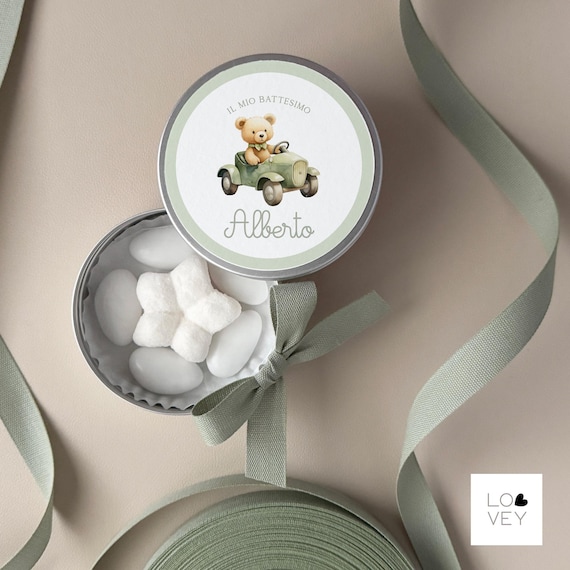 Ready-to-Gift Baby Boy Favor – Baptism, Birth, Birthday or Baby Shower with Sugared Almonds and Ribbon