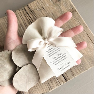 Thank you Bag, Italian wedding bomboniera, tag explaining the five jordan almonds meaning for a wedding, DIY or COMPLETE