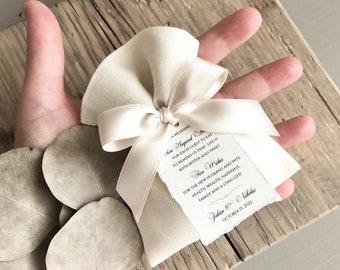 Thank you Bag, Italian wedding bomboniera, tag explaining the five jordan almonds meaning for a wedding, DIY or COMPLETE