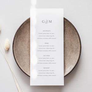 Menu de mariage imprimé, Papeterie de qualité italienne, Menu moderne, Menu facile, Menu minimaliste, Menu de mariage prêt à l'emploi, Acheter plus, économisez plus