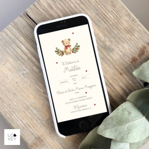 Invito whatsapp natale, invito Battesimo tema natale, Invito Battesimo orso, Coordinati disponibili