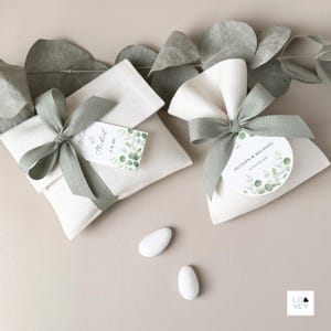 DIY Jordan Almonds favor bags, thank you bags, Wedding favors, Italian Bomboniera, Greenery wedding favors, DIY or COMPLETE